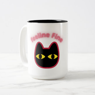 2 Couleurs Tasse Pun Chat Noir "feeline Fine"