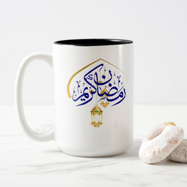 2 Couleurs Tasse Ramadan Kareem 2026 – Cadeau de tasse à café (Avec donut)