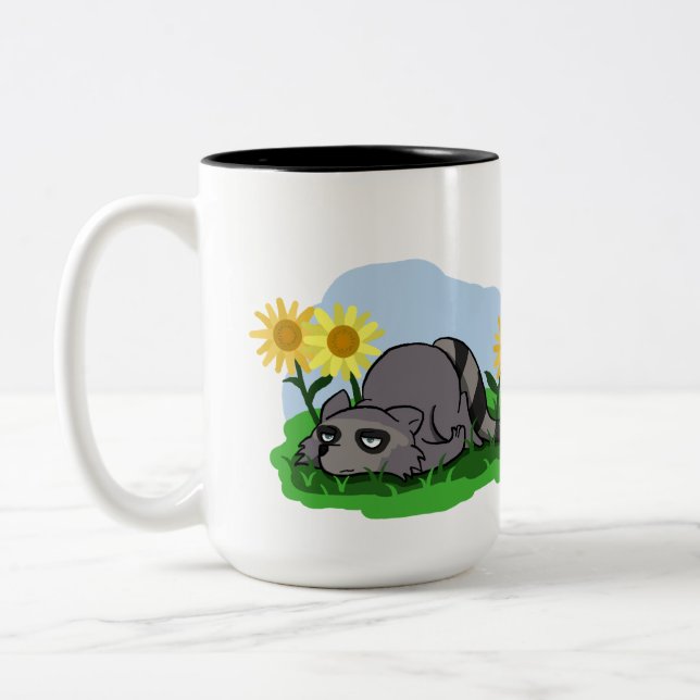 2 Couleurs Tasse Raton laveur détendu (Gauche)
