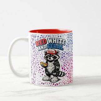 2 Couleurs Tasse Raton Laveur Drôle Rouge Blanc et Féral