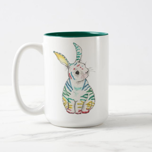 2 Couleurs Tasse rayée de lapin (Gauche)
