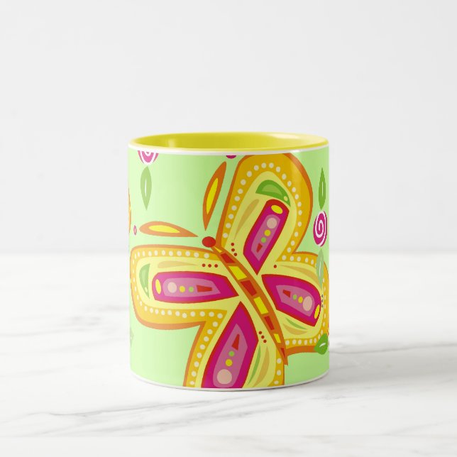 2 COULEURS TASSE RAYONNANTE DE PAPILLON (Centre)