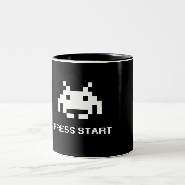 2 Couleurs Tasse Rétro 8-Bit Arcade Press Start Gamer Deux-To (Centre)