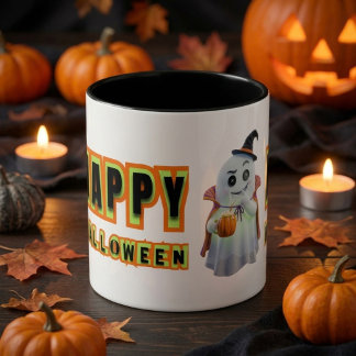 2 Couleurs Tasse Rétro Joyeux Halloween Fantôme Épouvantable