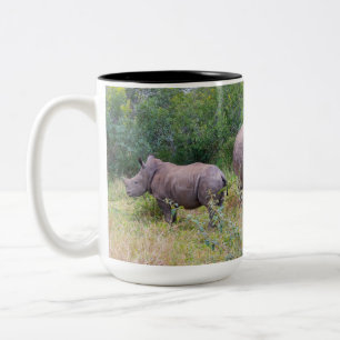2 Couleurs Tasse rhinocéros blanc mère et bébé