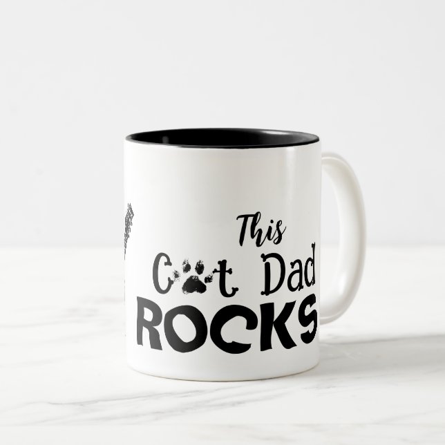 2 Couleurs Tasse Rockin' Cat Dad (Devant droit)