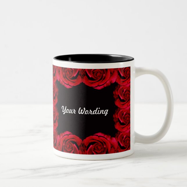 2 Couleurs Tasse romantique d'équilibre de frontière de roses (Droit)