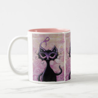 2 Couleurs tasse rose de cancer du sein de ruban de minou