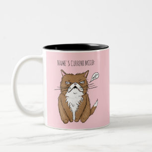 2 Couleurs Tasse rose de chat de Meh d'humeur actuelle nommé