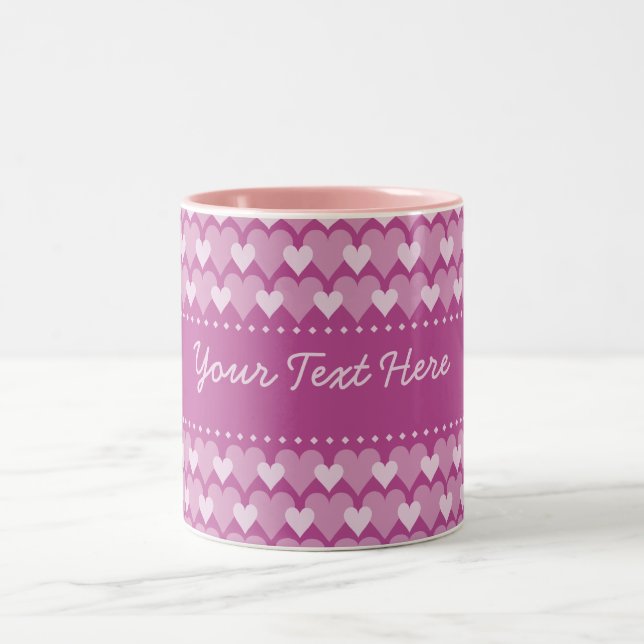2 Couleurs Tasse rose de coeurs - personnaliser (Centre)