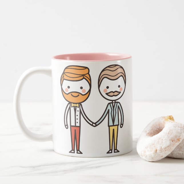 2 Couleurs tasse rose et blanche de Saint-Valentin de gay (Avec donut)