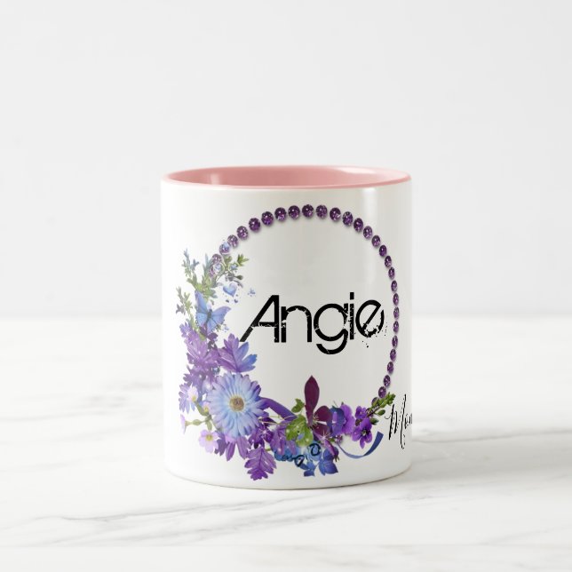 2 Couleurs Tasse rose florale violette (Centre)