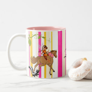 2 Couleurs Tasse Rose Rayure Poney Fée