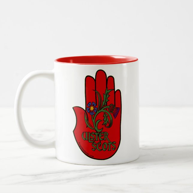 2 Couleurs Tasse rouge de main d'Ulster-Ecossais (Gauche)