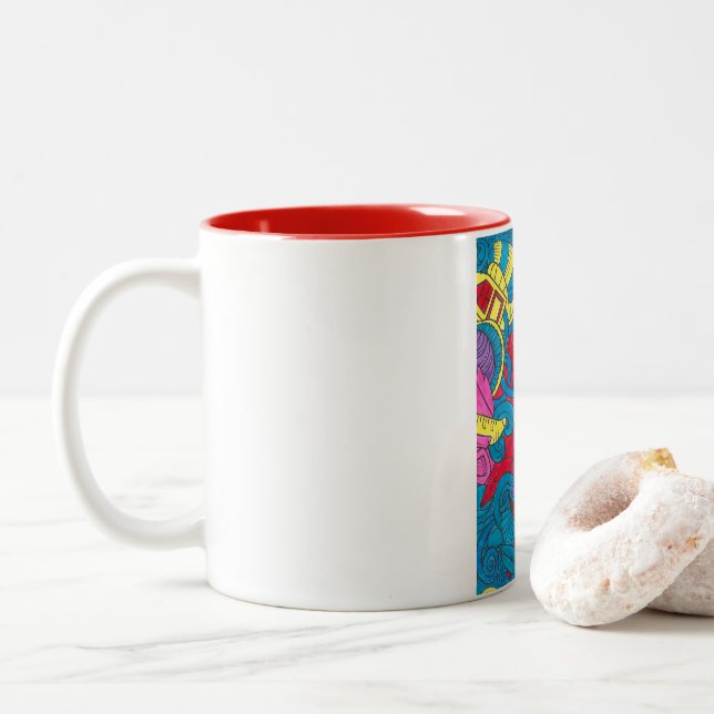 2 Couleurs tasse rouge sur dessins terminer (Avec donut)
