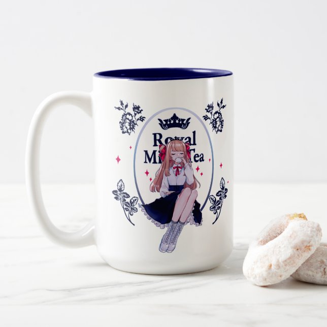 2 Couleurs Tasse royale de thé de lait (Avec donut)