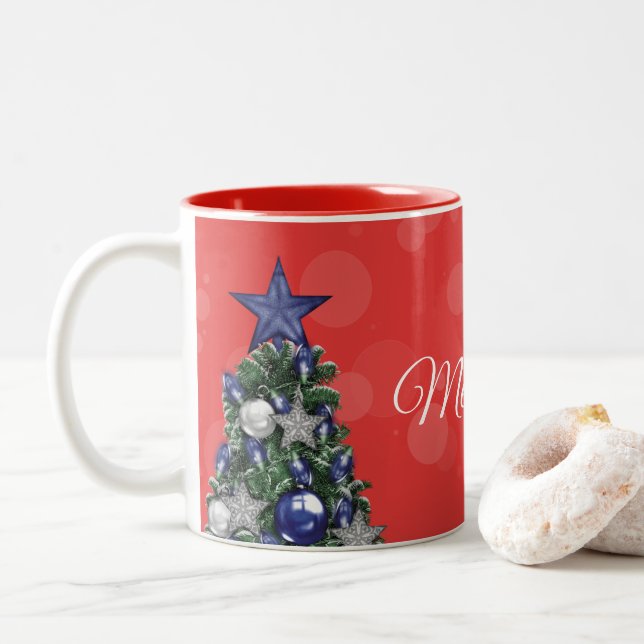 2 Couleurs Tasse - Sapin de Noël (Avec donut)