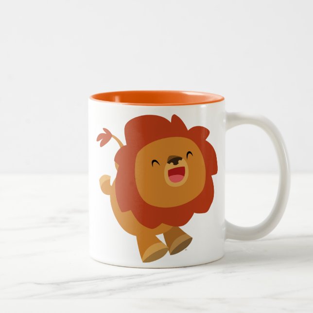 2 Couleurs Tasse sautante mignonne de lion de bande dessinée (Droit)