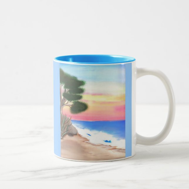 2 Couleurs Tasse Scène de Plage (Droit)