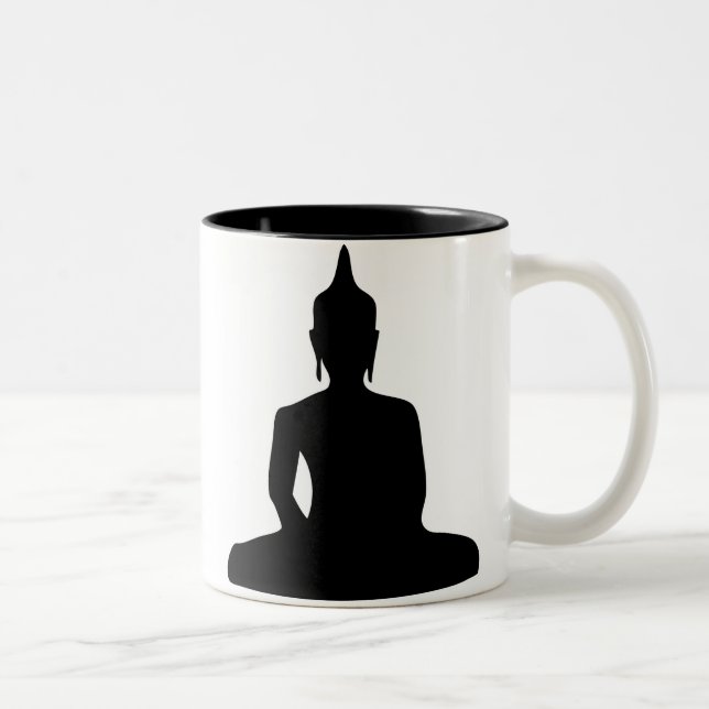 2 Couleurs Tasse se reposante de silhouette de Bouddha (Droit)