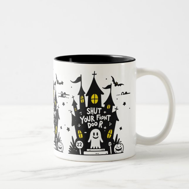 2 Couleurs Tasse Shut Your Front Door – Maison Hantée Fantôme (Droit)
