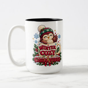 2 Couleurs Tasse Sign Retro Hibou Hiver Confortable Vibes Chi