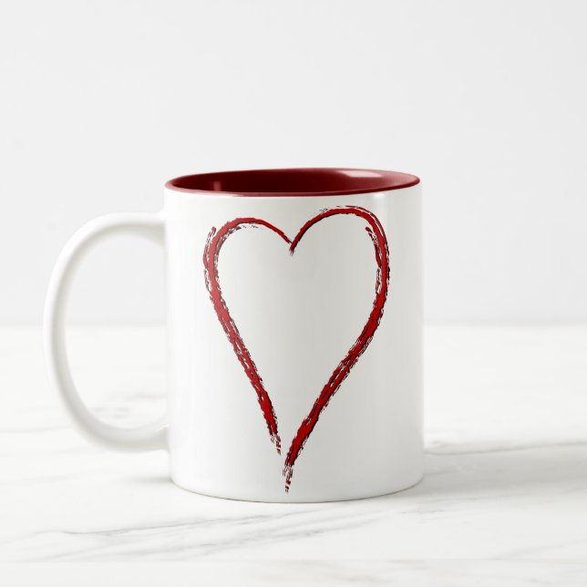 2 Couleurs Tasse simple de coeur (Gauche)