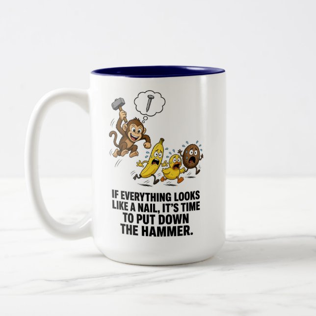 2 Couleurs Tasse Singe Avec un Marteau (Gauche)