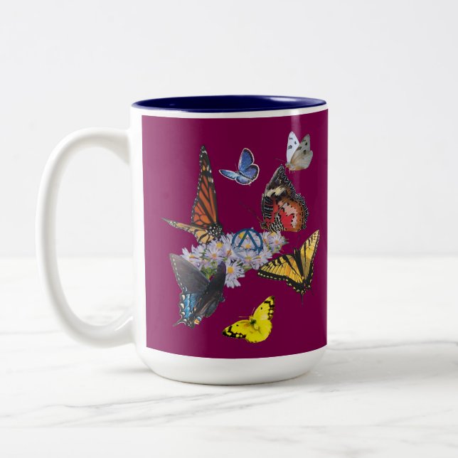 2 Couleurs tasse slogan symbole de sobriété papillons (Gauche)