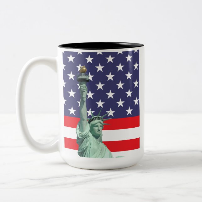 2 Couleurs Tasse Statue de la Liberté | Tasse à café Drapeau  (Gauche)