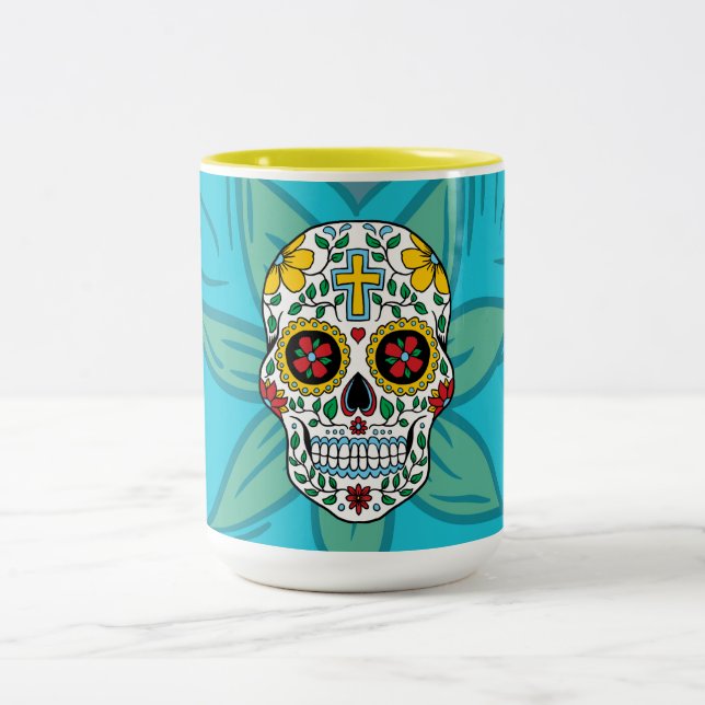 2 Couleurs Tasse Sugar Skull Flower Eyes (Centre)