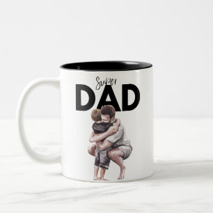 2 Couleurs Tasse Super Papa qui étreint son fils