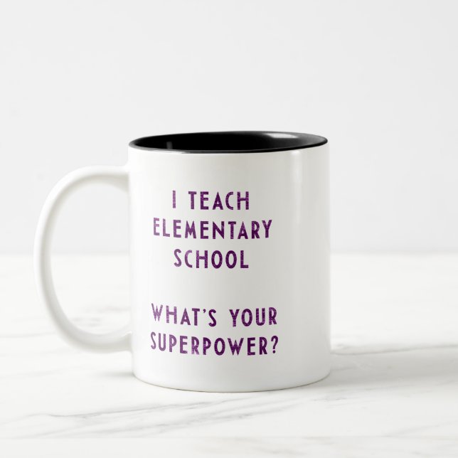 2 Couleurs Tasse Superpouvoir de l'enseignant du primaire (Gauche)