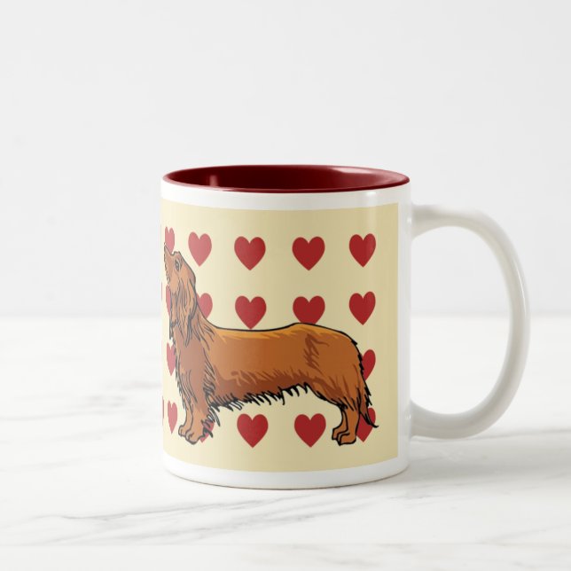 2 Couleurs Tasse - teckels d'amour d'I (Droit)