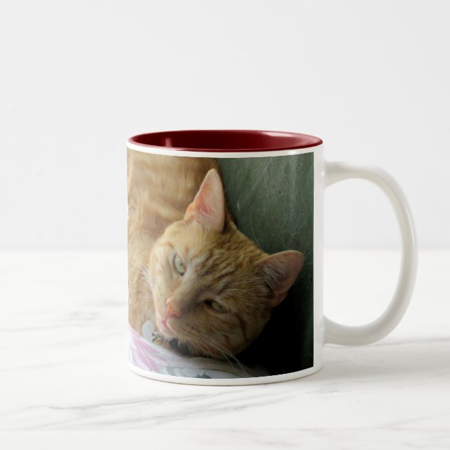 2 Couleurs Tasse tigrée orange avec le vers (Droit)