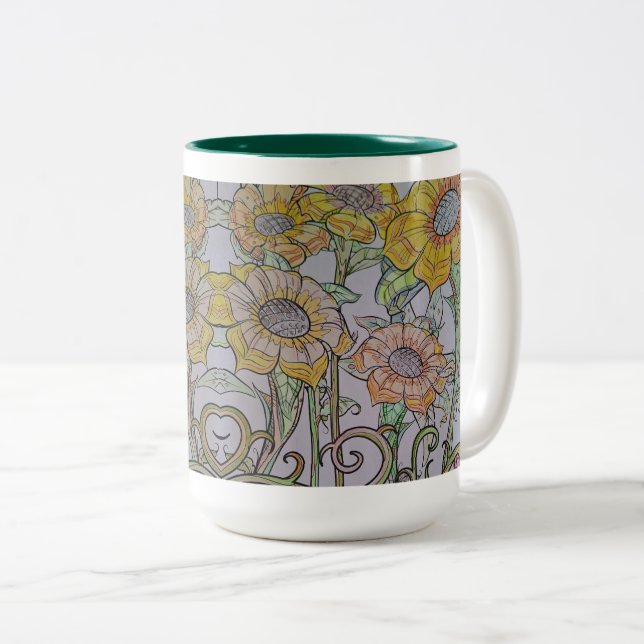 2 Couleurs Tasse Tournesol (Devant droit)
