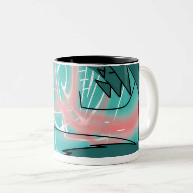 2 Couleurs Tasse Traction Abstraite (Devant droit)