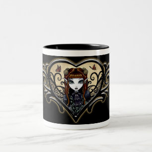 2 Couleurs Tasse tribale noire de Faery de coeur de la