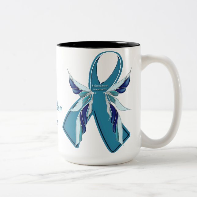 2 Couleurs Tasse turquoise de cause de ruban de conscience de (Droit)