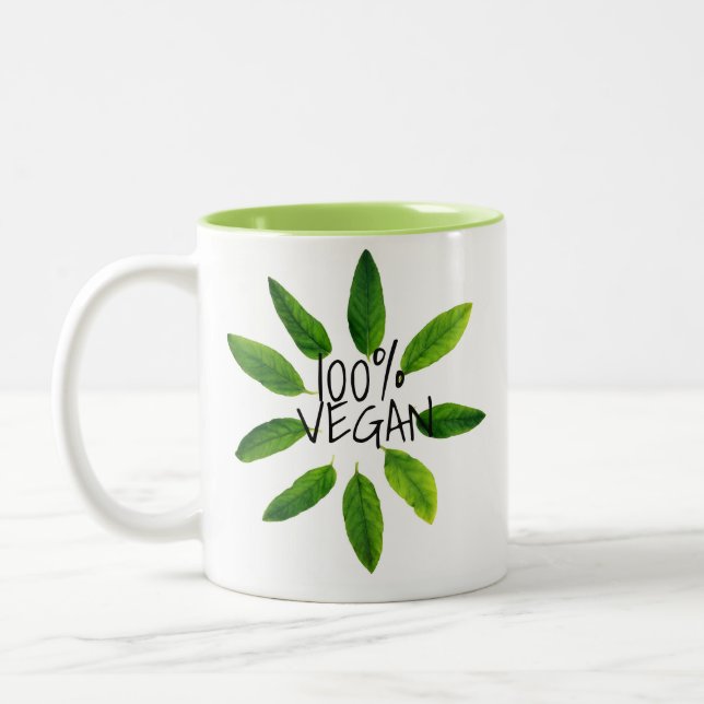 2 Couleurs Tasse végétalienne libre de cruauté, VÉGÉTALIEN (Gauche)
