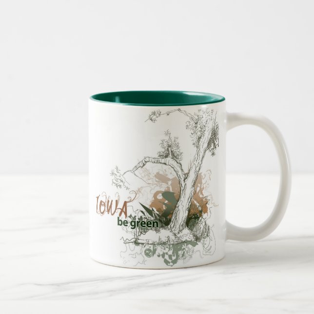 2 Couleurs Tasse verte d'arbre de l'Iowa (Droit)