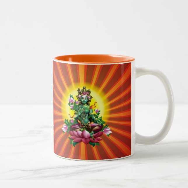 2 Couleurs Tasse verte de Ārya Tārā Bouddha (Droit)