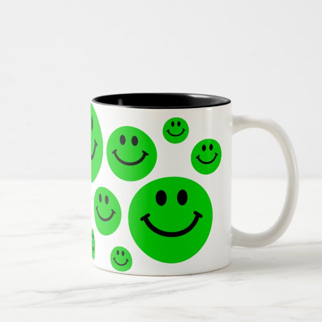 2 Couleurs Tasse verte de visages (Droit)