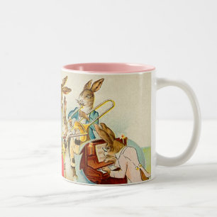 2 Couleurs Tasse vintage de bande de lapin de Pâques