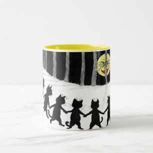 2 Couleurs Tasse vintage de cadeau de lune de chat noir