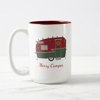 2 Couleurs Tasse vintage de vacances de Noël de campeur