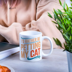 2 Couleurs Tasse vintage « J'aimerais mieux caresser mon chat