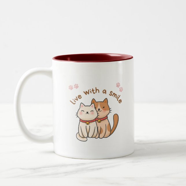 2 Couleurs Tasse Vivre avec le Sourire (Gauche)