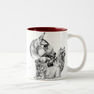 2 Couleurs Terriers de Norwich et tasse de cheval