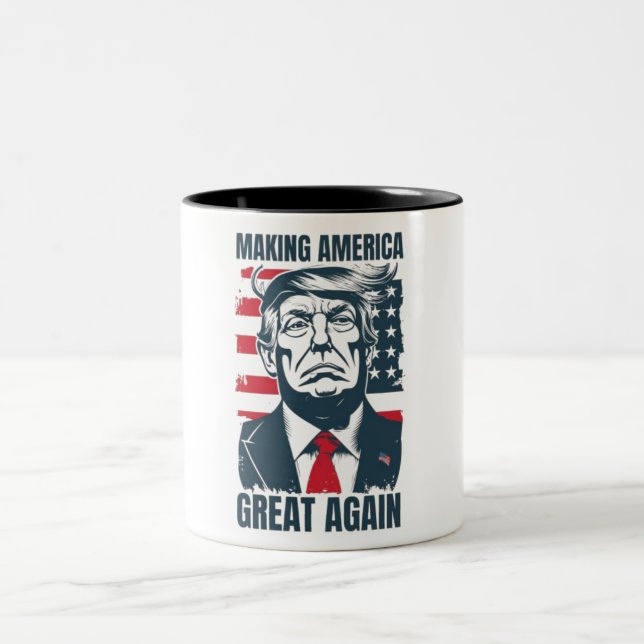 2 Couleurs Trump est Président Tasse à Café (Centre)